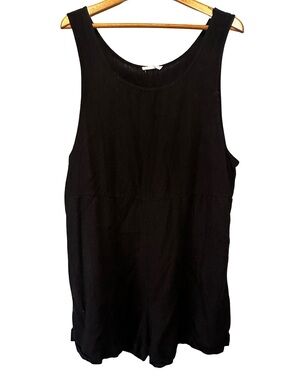 Nellie Mae Black Linen Blend Romper Size Large Sleeveless Basic Summer Chic